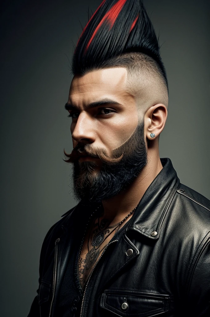 Skull with mohawk and beard