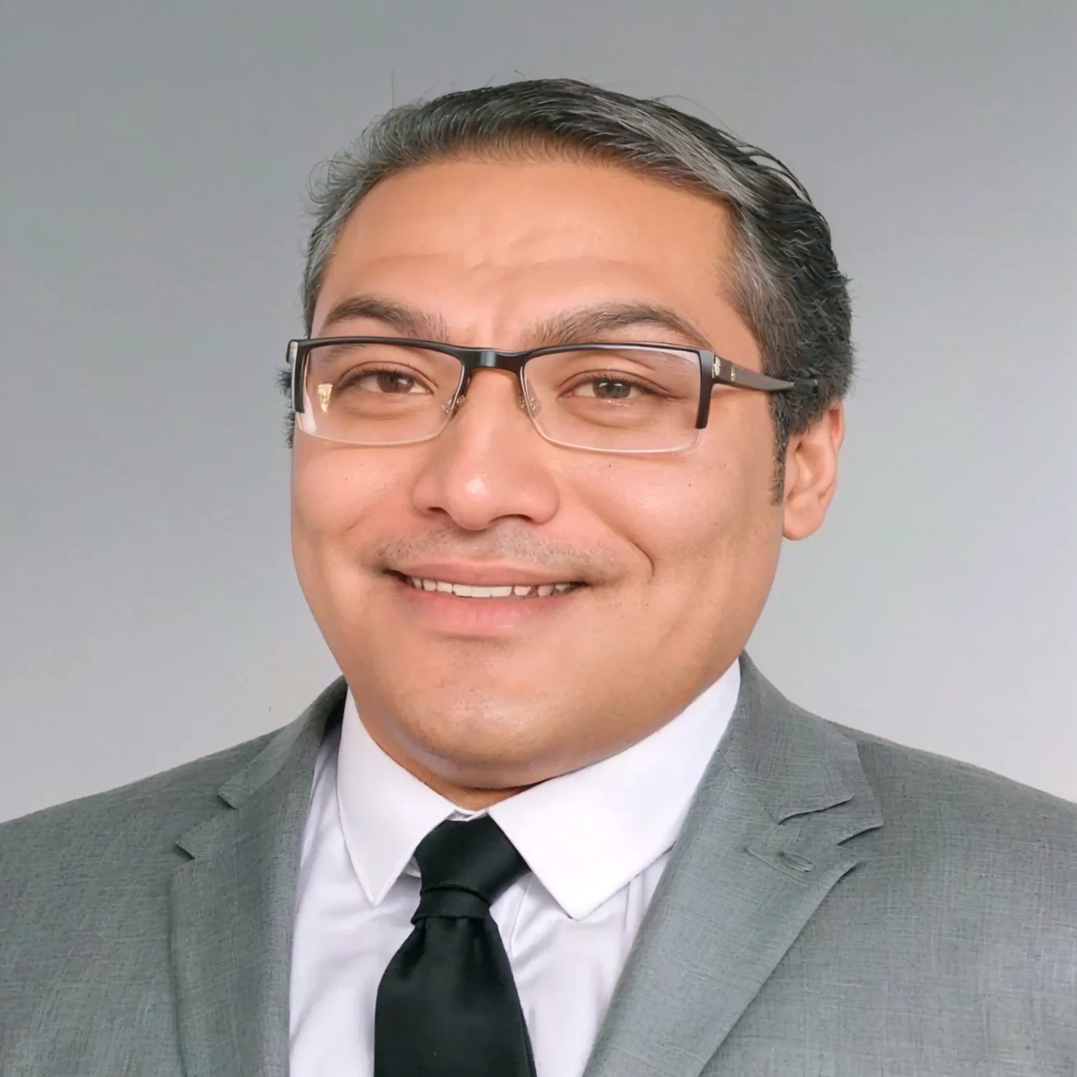 Smiling man in suit and tie with glasses and white shirt, accession of henry, mohamed chahín, Carlos Ortega Elizalde, Sam Nassour, mario martinez, Ted Nasmit, richard taddei, Ahmad Merhab, victor maristane, Amr El Shamy, Jama Jurabaev, professional photo, luiz scanuela, Andres Rios, herald ortega