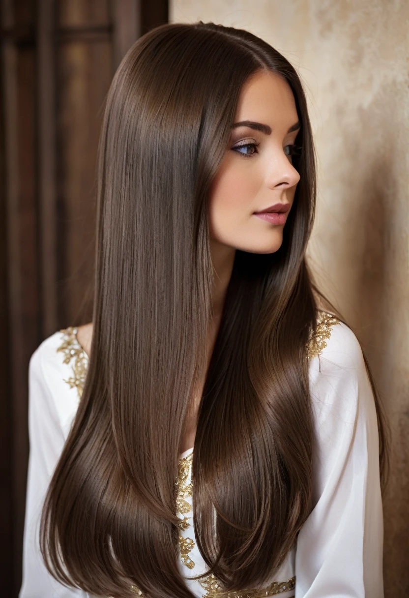 long hair brunette has a cabarret