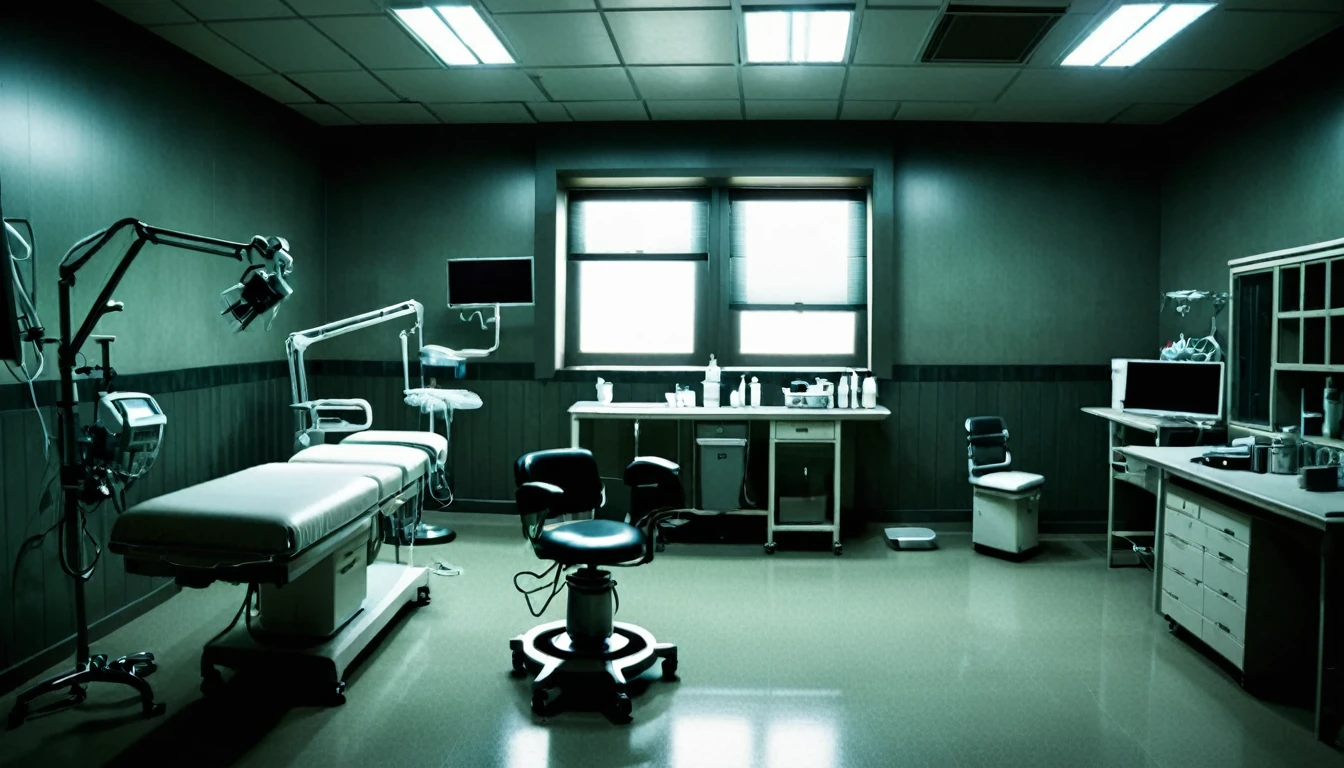 surgery room, various equipment, sinister environment