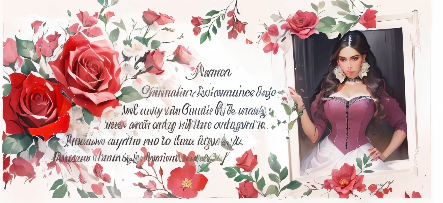 there is a photo of a woman with a rose in her left hand, powder Nándor Katona, by Almeida Júnior, Mr Salme, inspired by Almeida Júnior, drawning, Carolina Gariba, imagery, sempe, she has 2 3, Salvador city, very defined, fernanda suarez
