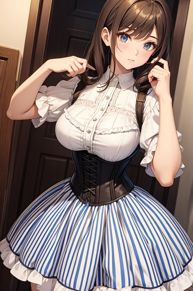 corset, striped dress