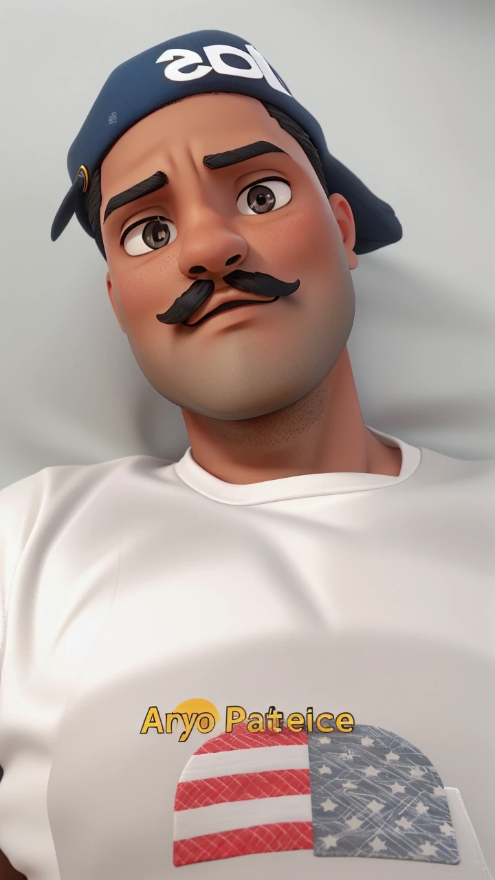 black, slanted eyes and mustache