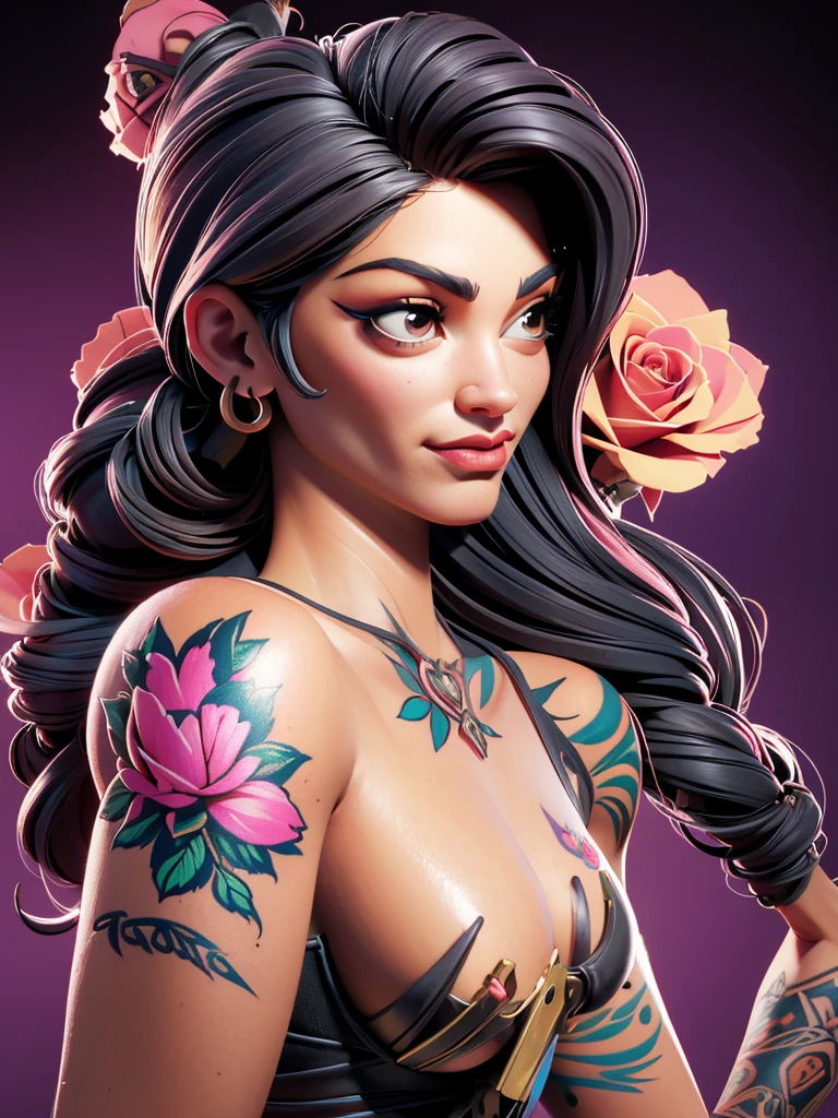 a drawing of a woman with a tattoo gun and roses, chicano airbrush art, by Jaime F, by Ric Nagualero, by Dave Arredondo, majestic saint woman, detailed portrait of madonna, by Eddie Mendoza, saint woman, by Ivan Lacković Croata, by Randy Gallegos, dayer diego artwork, by Arturo Rivera