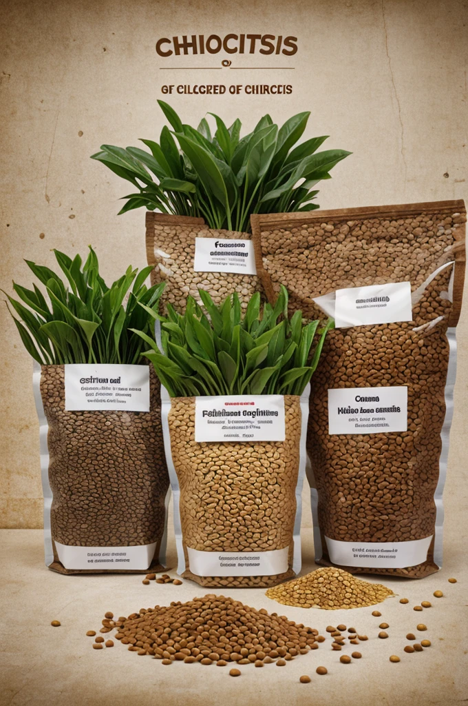 A poster of the legume species chisitos cereals and bags