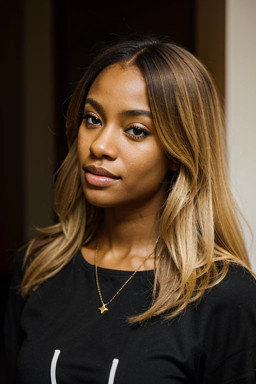 Black woman with golden blond hair