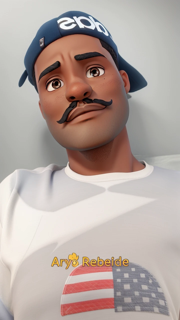 dark skin, black, slanted eyes and mustache