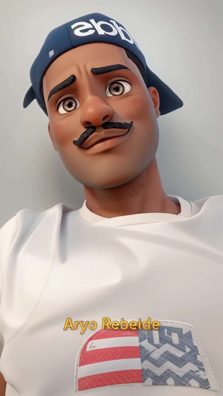dark skin, black, slanted eyes and mustache