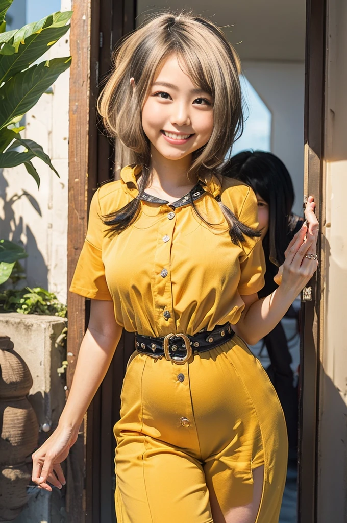 (8K、Raw photography、Highest quality、masterpiece:1.2),(Black Hair、Dark Eyes:1.9),(:1.6)、View your viewers,Front view,White skin,(twin bird:1.3)、(Tight waist:1.6)、(Clothes that accentuate the shape of the breasts:1.0)、(Big Breasts :1.3)、Slim figure、Ultra-high resolution,beautiful,beautiful fece,(One person、No background:1.9),whole bodyボディー,Japanese women,(reality的:1.37)、Photon Mapping,reality、(Baby-faced and cute: 1.4)、(Cute Smile: 1.8)、(Round face: 1.8)、Radio City、Physically Based Rendering、Depth of field rally background、photograph, (I can see your knees、Thigh close-up:1.8),(:1.6),whole body、Great quality