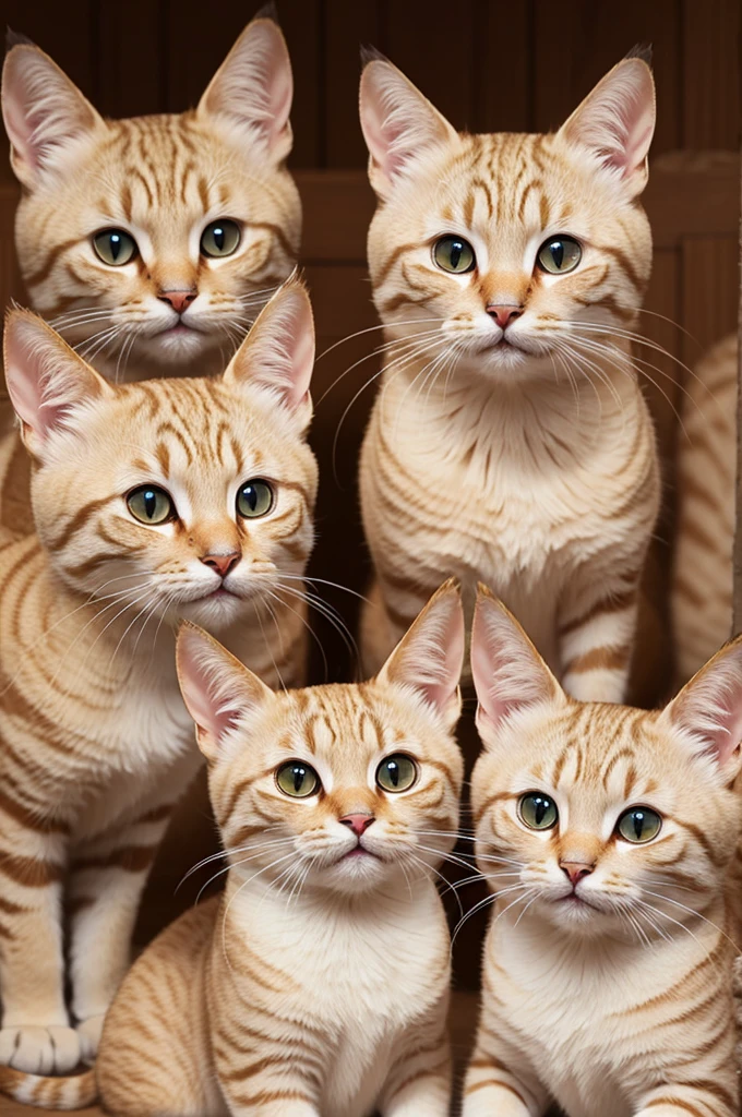 Create a family with beige cat heads, containing 4 members