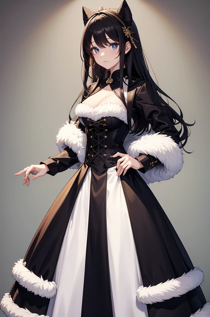 underbust, fur-trimmed dress