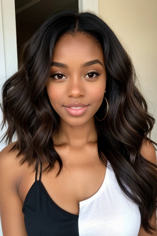 Brown skin Black woman with dark blond hair