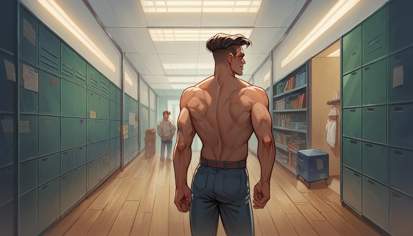 macabre doctor, with his back to the camera, operating room, sinister, macabre environment