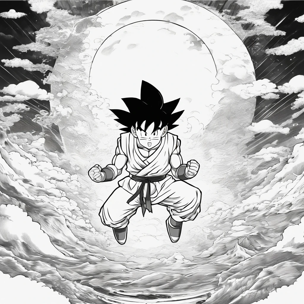 Great a manga story with Son goku and Krillin in diverses situations, diverse scene very detailed, scene in black and white, manga page, diverse background,