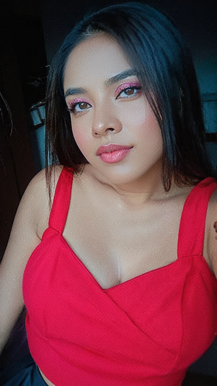 (work of art),(best qualityer:1.0), (ultra high resolution:1.0), detailded illustration, 8K, アニメ, 1 girl, linda garota de アニメ, in a sari, wearing a pink sari, handsome pose, Face pretty, detailded face, gorgeous eyes, dark red eyes, detailded eyes, Red lips, Red lipstick, Lightly brown hair, pink flower in the ear, highlights in hair, standing, Red flowers on a tree on the back, open sky with clouds, detailded, intricate, estilo アニメ, highly detailded