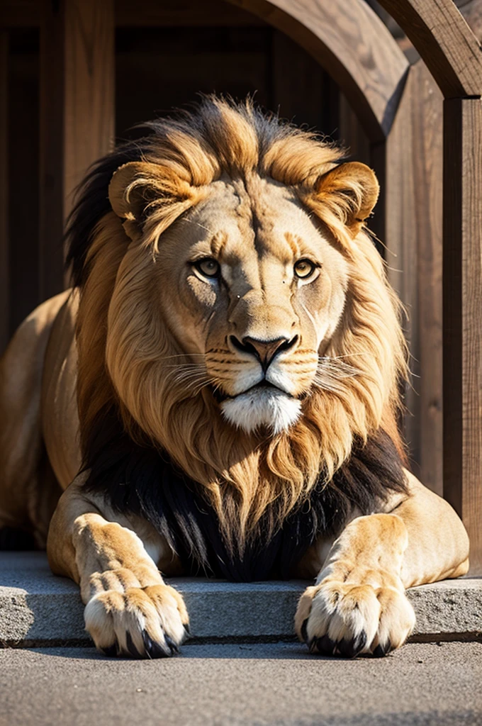 Big four-legged lion, brawny