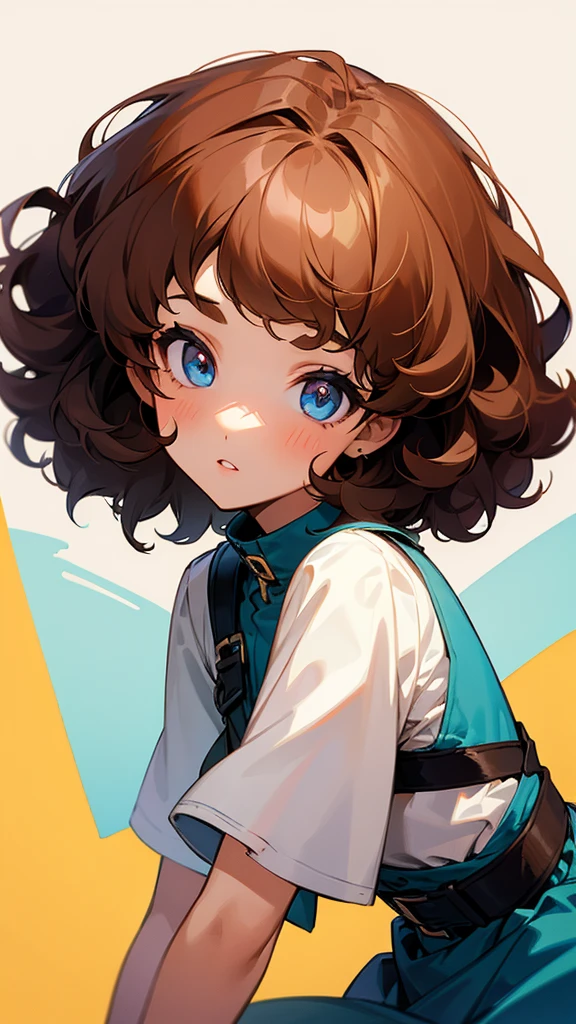 Girl with short curly brown hair