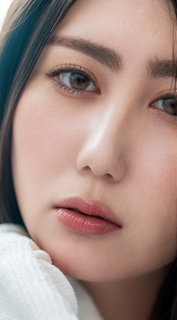 Dressed, (photo Realistic:1.4), (hyper Realistic:1.4), (Realistic:1.3), (Smoother lighting:1.05), (Improving the lighting quality of movies:0.9), 32k, One girl,20 year old girl, Realistic lighting, Backlight, Light on the face, Ray-tracing, (Bright light:1.2), (Improvement of quality:1.4), (Highest quality real texture skins:1.4), Detailed drawn eyes, Detailed painted face, Quality Eyes, (Tired, sleepy and satisfied:0.0), Face close-up, T-Shirts, (Enhance the mood of your body line:1.1), (Enhances the beauty of skin texture:1.1)