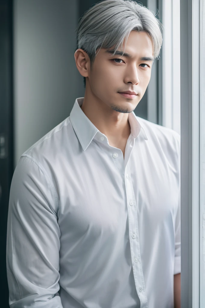 One Man、Gray Hair、White Shirt、Highest quality