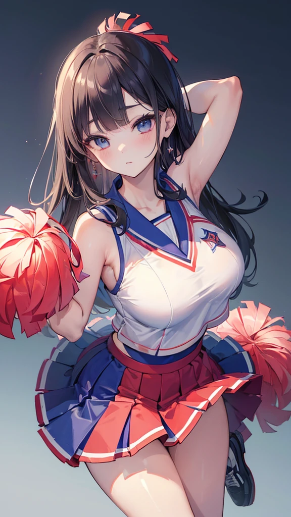 (((masterpiece))),(((High resolution))), (((perfect face))), (((Korean beauty))), (((Cheerleader))), big , skirt, panty shoot, ((top quality eyes)), ((detailed texture)), ((high resolution face))