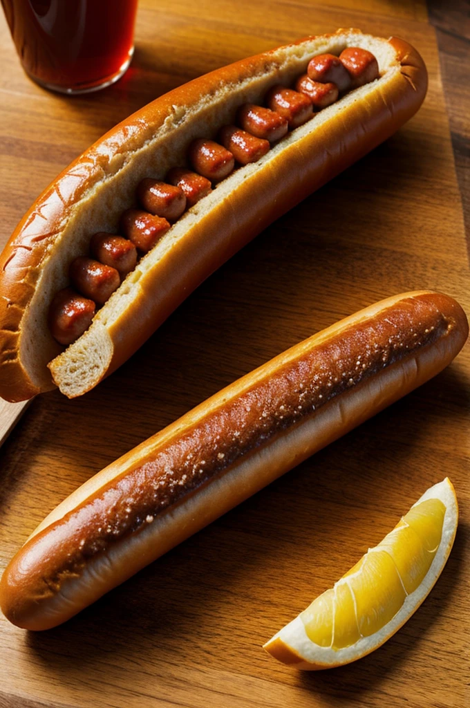 Create a realistic picture of Devil Dick brand hotdogs.