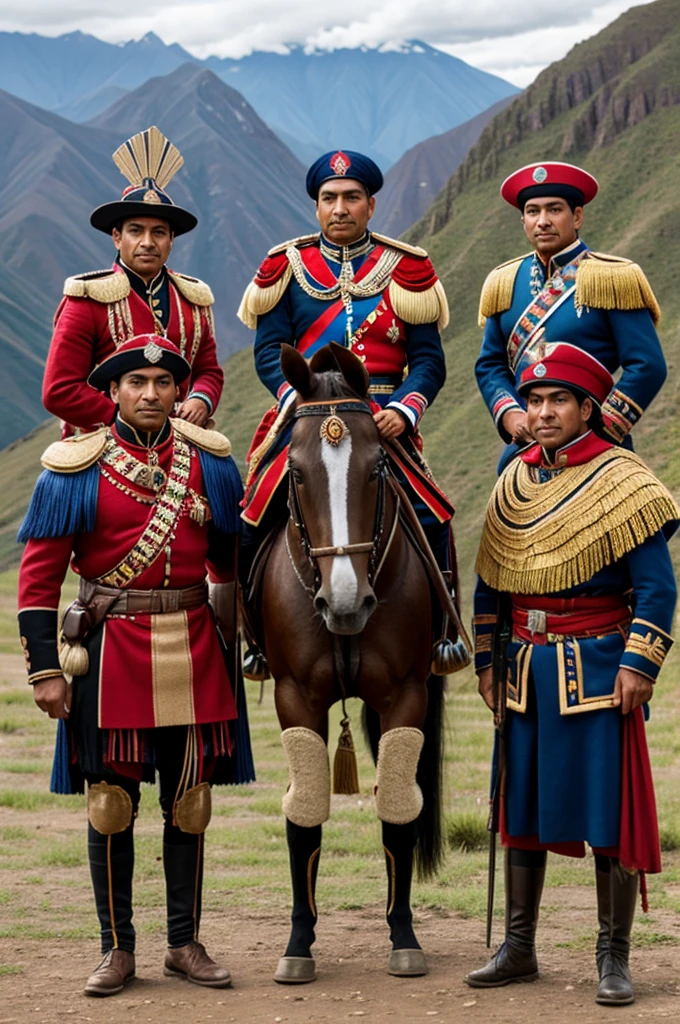 2 hussars from Junin next to an Inca