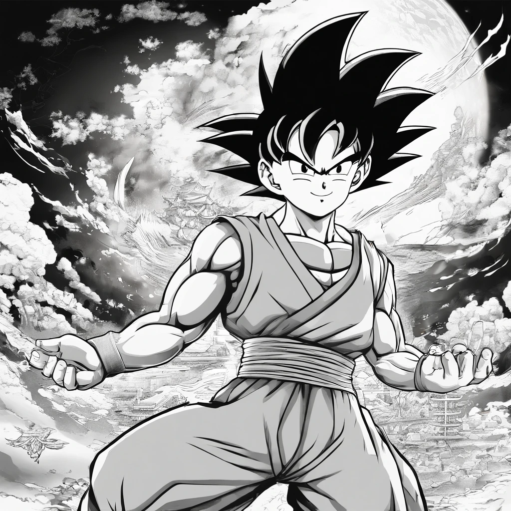 Great a manga story with Son goku and Krillin in diverses situations, diverse dragon ball scene very detailed, scene in black and white, manga page, diverse background, very high quality,