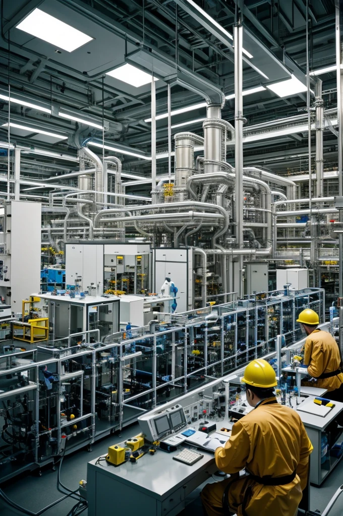 Scientists in a laboratory working on a nuclear reactor.