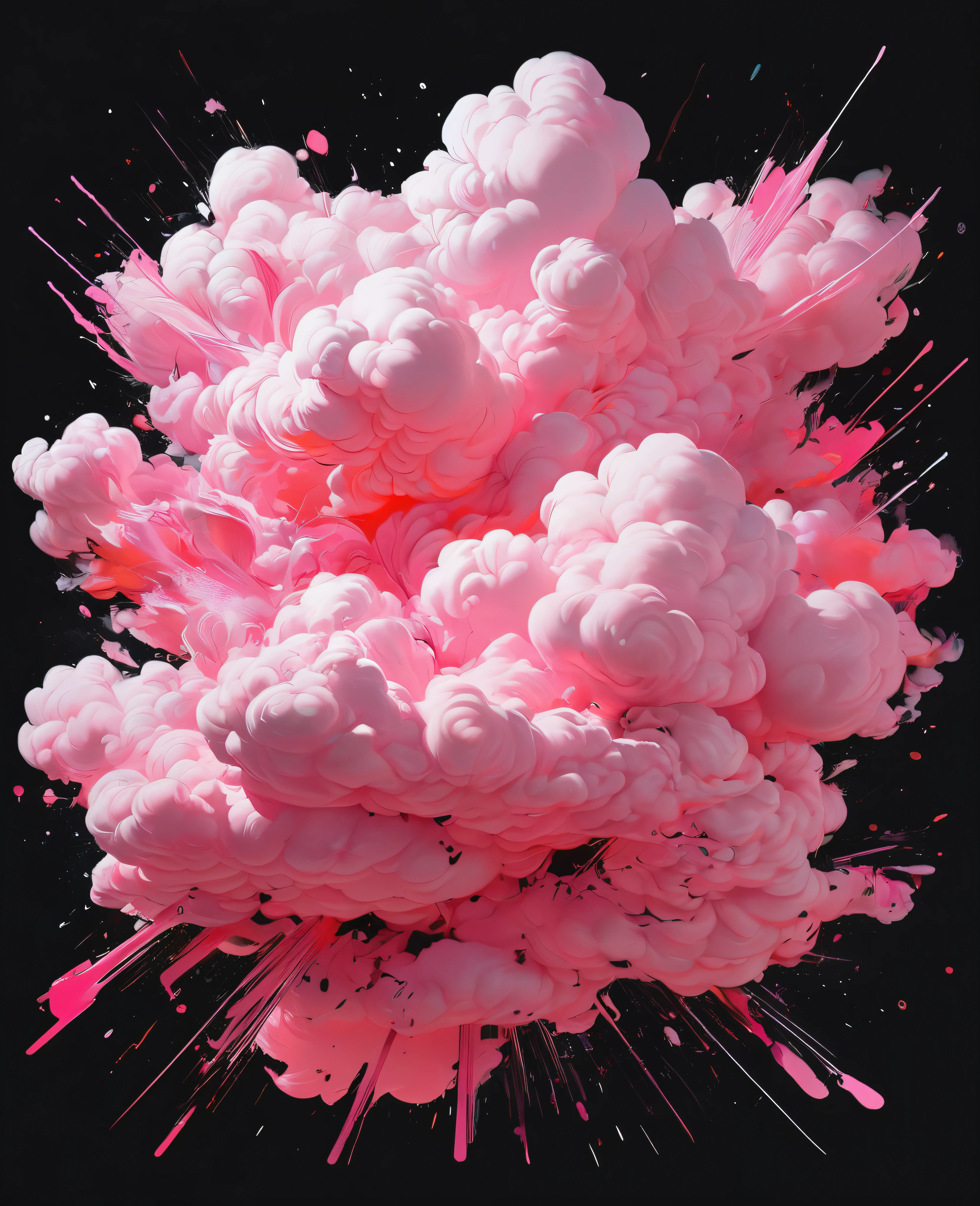 Graffiti, scribble, Comics by Petra Cortright, best quality, masterpiece, pink thick cloud artwork, Representative work, official art, Professional, Ultra intricate detailed, 8k, pink thick cloud art, Black background 