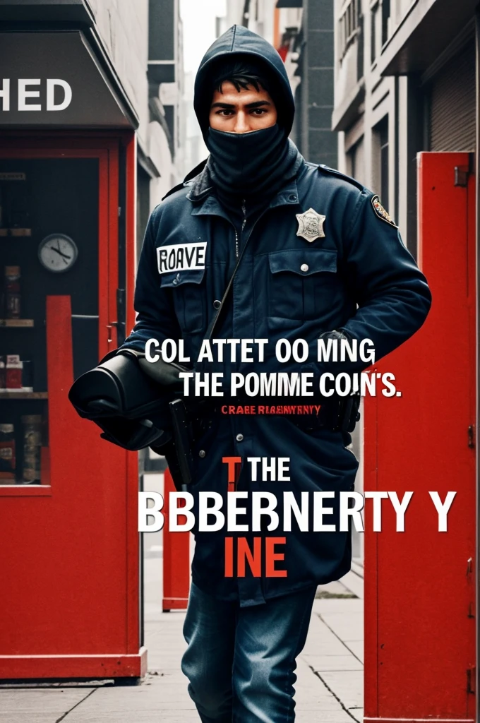 Create an image of a poster with the title robberies in my community and a phrase related to robberies, also an image regarding the topic,a purpose and causes of thefts