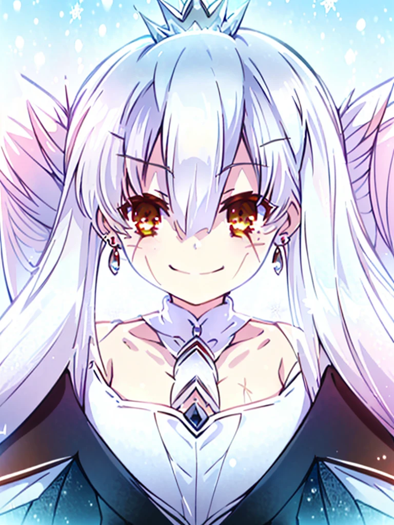 great quality ++ Extremely detailed high resolutionolution, very aesthetic, expressive eyes, (((Perfect face))), (((face symmetrical))), ((good anatomy)), (((perfect hands))), (((8k))), UHD, hd wallpaper, (((detailed high cal, (((((1girl)))))), only, Masterpiece, The best quality, high resolution, Highly detailed, (illustration), Beautiful detailed eyes, ((((whole body))), ((((1girl)))), (((Alone))), (((((Miyu Edelfelt))))), (((cosplay of weissvale))), (((smiling))), (((fusion))), (((agglutination))), (((Combination))), (((((Whitehair))))), (((ponytail))), (((white dress))), (((jewelry))), (((necklace))), (((earrings))), only, jaeces, earrings, long hair, parody, (((scar))), (((scar ocular))), (((hair ornament))), (((winter forest background))), Side ponytail, scar en la cara, Upper part of the body, (((They smile))), (((cosplay of Weiss Schnee))), (((tiara))), (((jewelry))), (((earrings))), (((neckline trimming))),