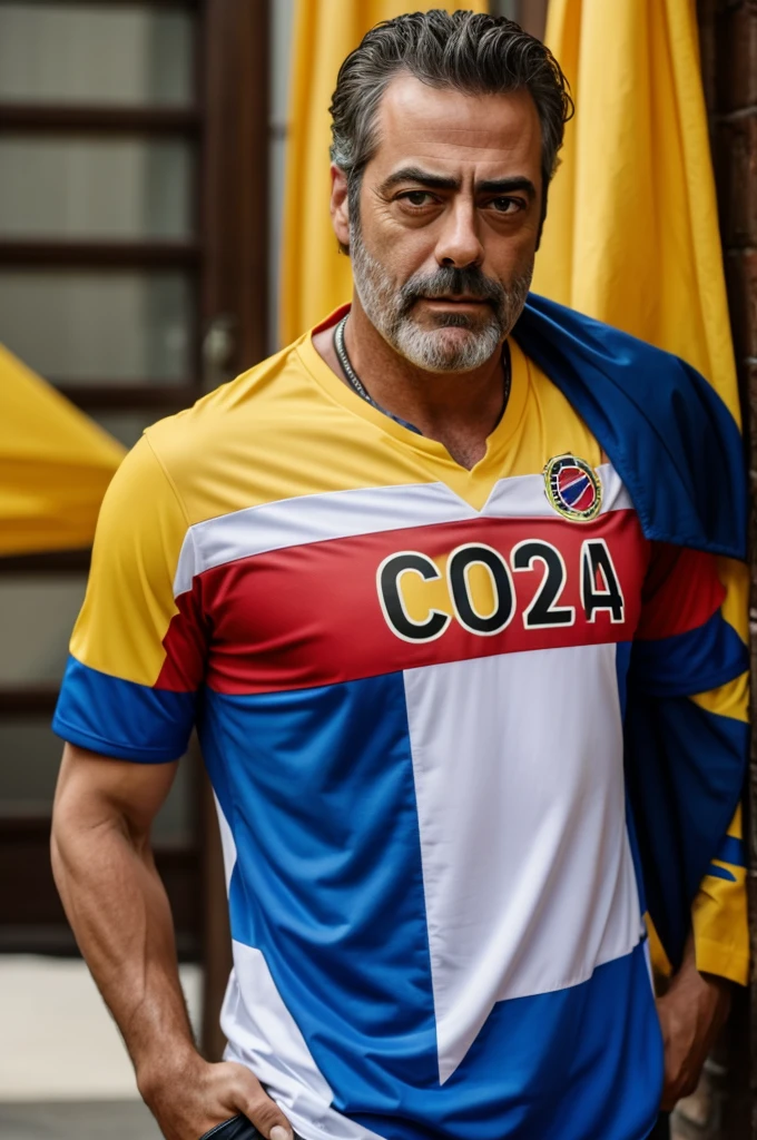 Jeffrey Dean Morgan with the Colombia 2024 national team shirt