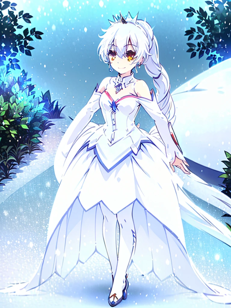 great quality ++ Extremely detailed high resolutionolution, very aesthetic, expressive eyes, (((Perfect face))), (((face symmetrical))), ((good anatomy)), (((perfect hands))), (((8k))), UHD, hd wallpaper, (((detailed high cal, (((((1girl)))))), only, Masterpiece, The best quality, high resolution, Highly detailed, (illustration), Beautiful detailed eyes, ((((full body))), ((((1girl)))), (((solo))), (((((Miyu Edelfelt))))), (((cosplay of weissvale))), (((smiling))), (((fusion))), (((agglutination))), (((Combination))), (((((Whitehair))))), (((ponytail))), (((white dress))), (((jewelry))), (((necklace))), (((earrings))), only, jaeces, earrings, long hair, parody, (((scar))), (((scar ocular))), (((hair ornament))), (((winter forest background))), Side ponytail, scar en la cara, Upper part of the body, (((They smile))), (((cosplay of Weiss Schnee))), (((tiara))), (((jewelry))), (((earrings))), (((neckline trimming))),
