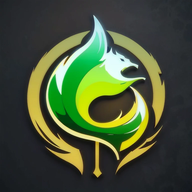 a logo using a leaf, very simple for a nature faction in an RPG world, nature emblem, only green color, leafy, tranquil, calm, chic, posh, high qualiy, com fundo branco
