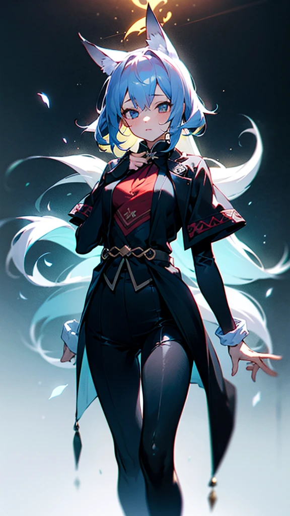 1 girl,standing alone,, offcial art, unity wallpaper 8k, ultra detaild, comely and aesthetic, comely, work of art, best qualityer,, Kitsune witch, fox mask, haori jacket, fox spell, fox familiar, Transformation,
