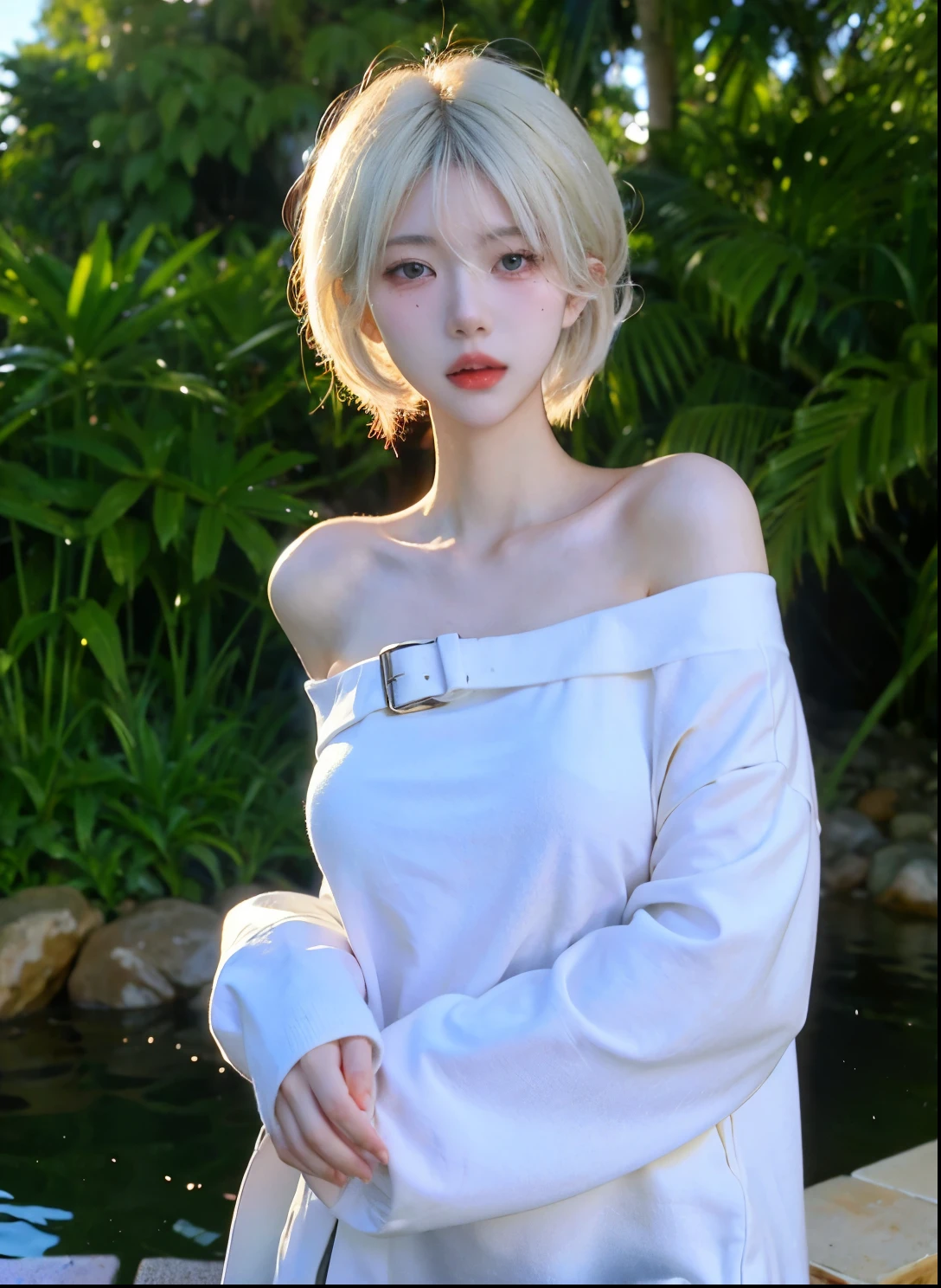 Beautiful woman with perfect figure:1.4，Desert Background，Desert Background，Ultra-high resolution，Seductive laughter，wear glasses，（lifelike：1.4），Layered Hairstyle，White皮肤，Super short pleated skirt，whole body，Very delicate face and skin texture，Double eyelids，Skin Whitening，Long hair，White hair，White，
