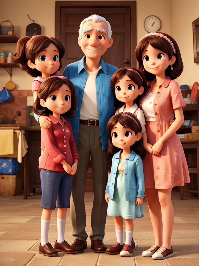 A lively family Father, mother and two daughters 