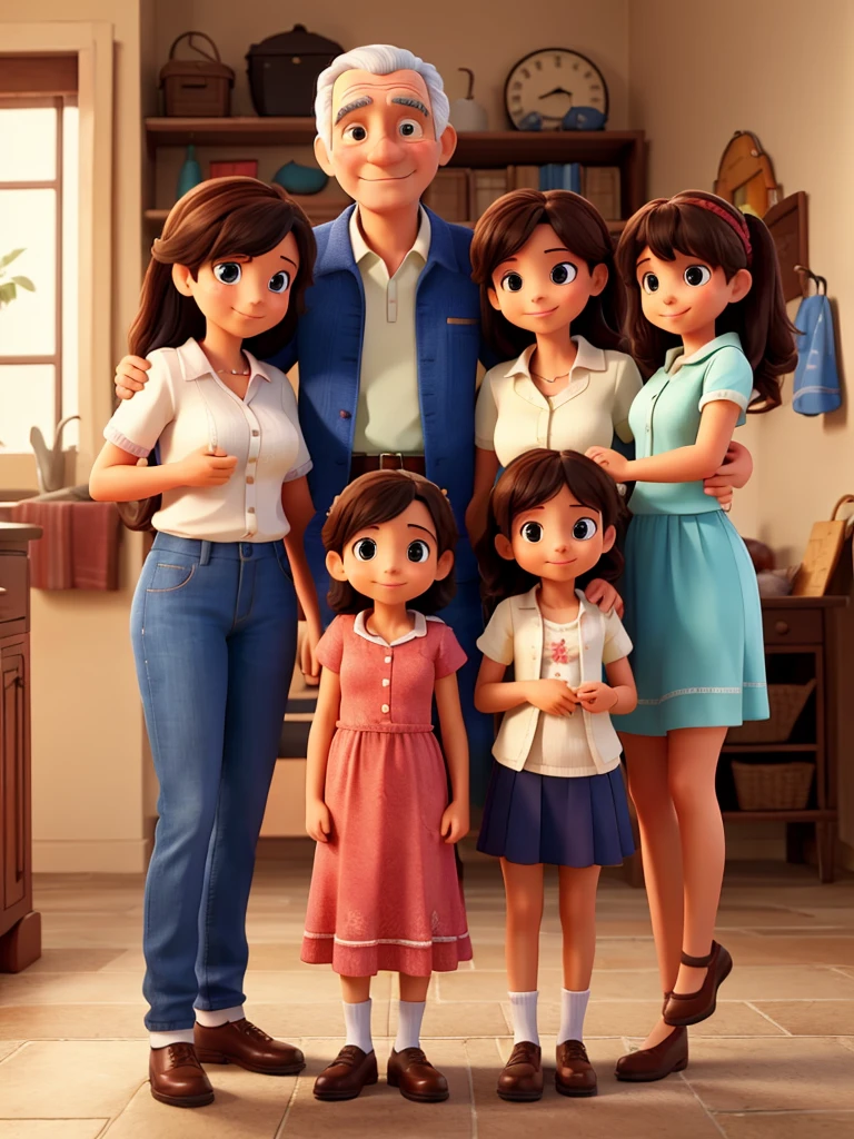 A lively family Father, mother and two daughters