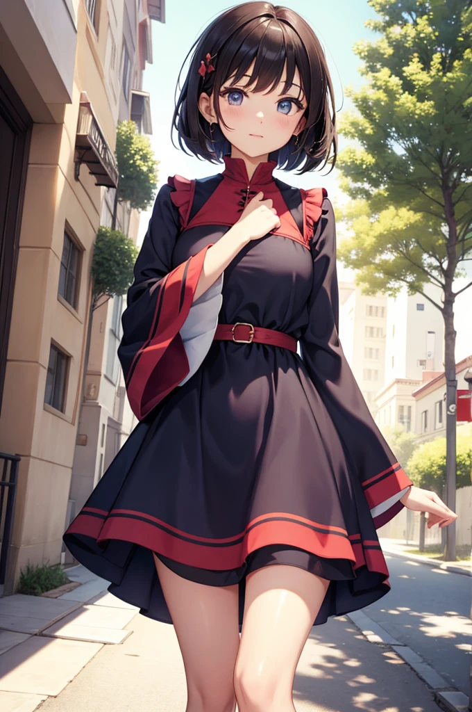 wide sleeves, short dress