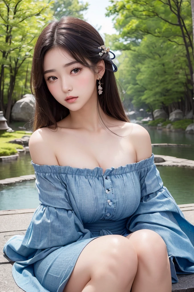 (((masterpiece))),(((High resolution)))、(((8K)))、(((perfect face)))、(((beauty of japan)))、20 years old、(((beautiful face))), (((off shoulder dress))),  Plump, embarrassed look, look at the camera、top quality eyes, detailed texture, look at the camera, big 
