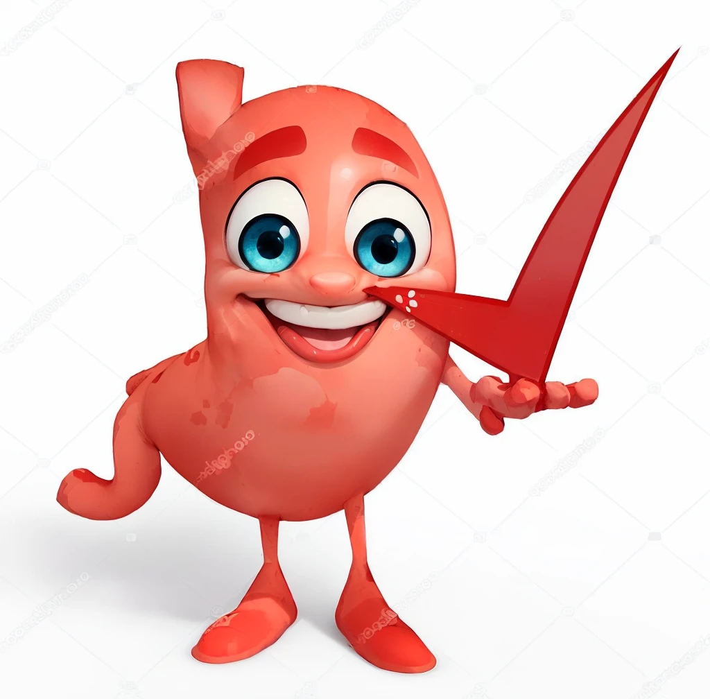 a cartoon stomach with a red mark on the nose and a red mark on the nose, pointing it out, kidney, heart kidney lungs, very coherent image, 2506921471, 3156350975, illustration!, kidneys, 2708519935, well made high quality image