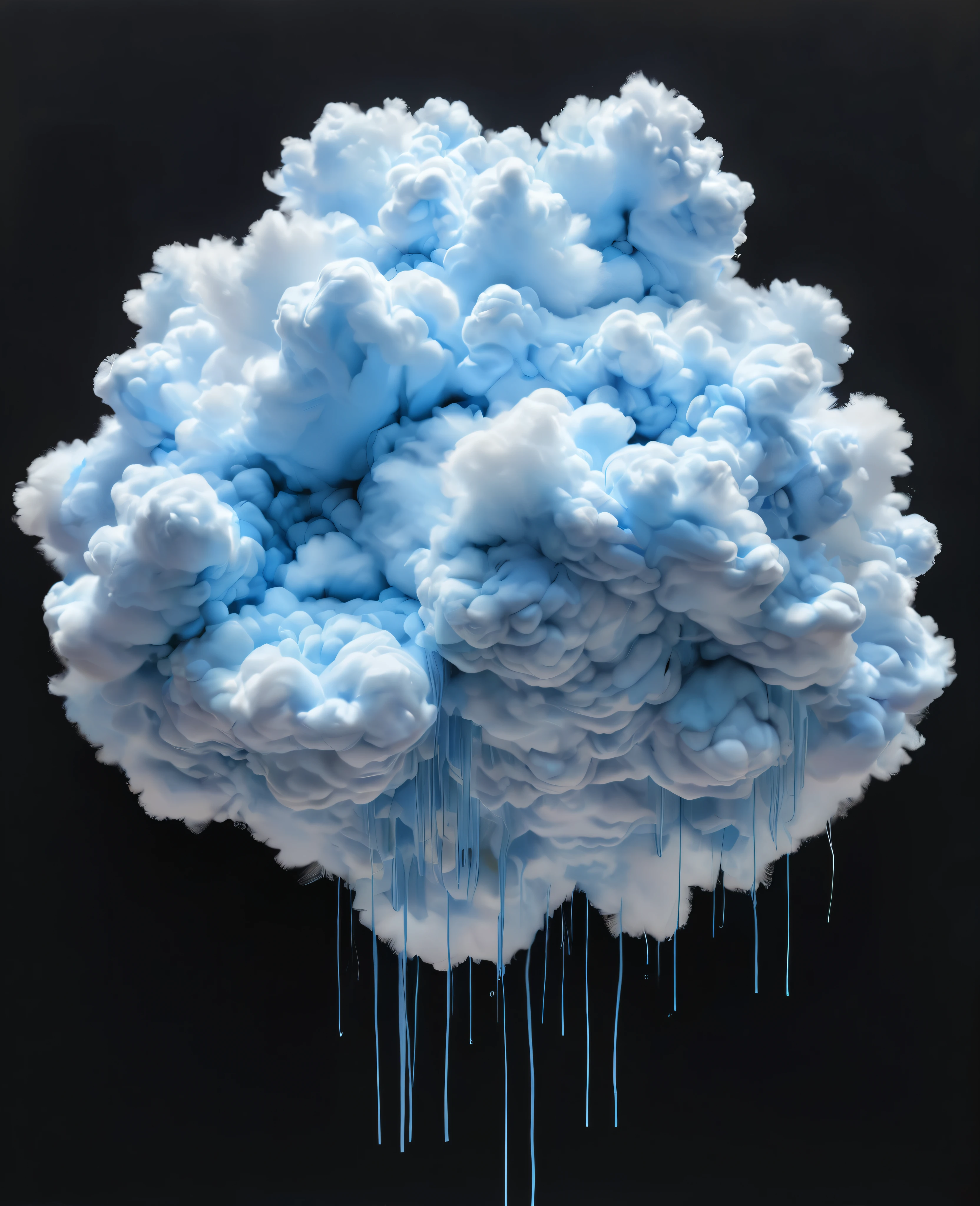 Graffiti, scribble, Comics by Petra Cortright, best quality, masterpiece, light blue fluffy small cloud artwork, Representative work, official art, Professional, Ultra intricate detailed, 8k, light blue fluffy small cloud art, Black background 