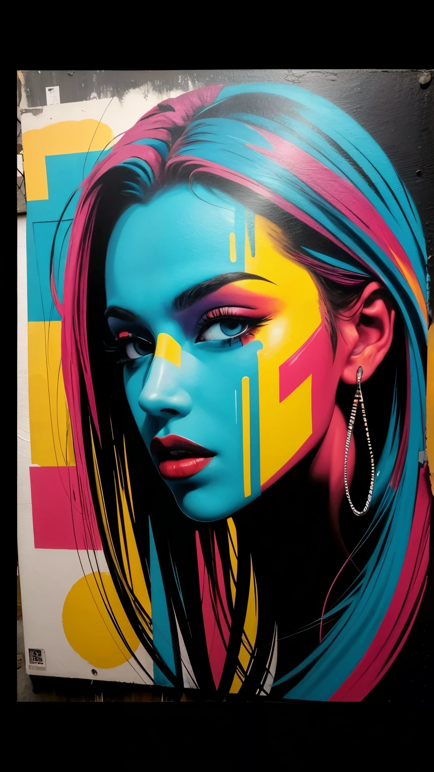 Create a neo-expressionist painting, in high resolution, for printing, with various elements of hip hop and street arts, with many different colors and smoky effect around in graffiti style.