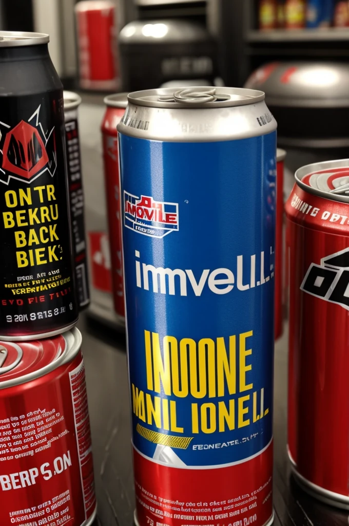 Advertising on a can containing an energy drink with the name “immortal”