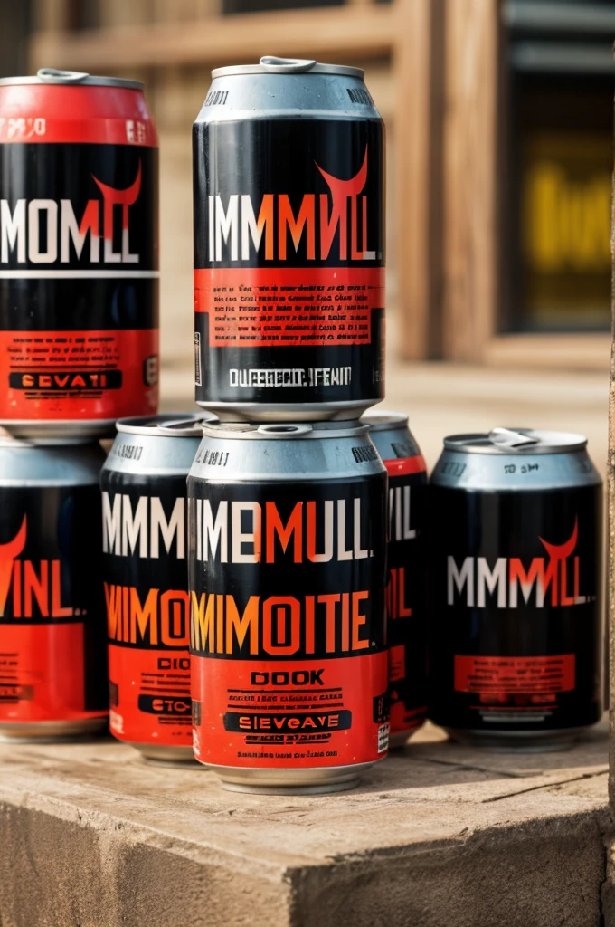 Advertising on a can containing an energy drink with the name “immortal”