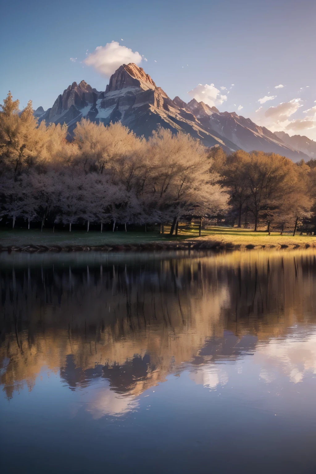 (((work of art: 1,5, best qualityer, alta refloorução, super refloorução, ultra detaild: 1,2, rich background: 1,4))), (close up), (floor), sky (Afternoon), cherry blossom fall, ((dramatic light: 1,3)), mountainscape, scattered clouds, Tuuli, Riu
