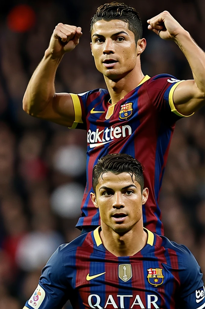 Cristiano Ronaldo with the Barcelona shirt