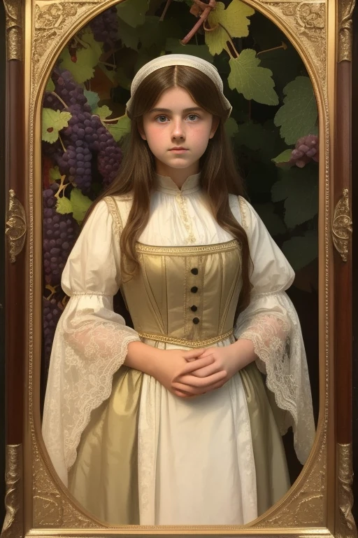 1888, England. Pre-Raphaelite (((()) Rice grapes)), blonde, boarding school, ((((women&#39;s buttoned jacket from the 1880s))))(((bare bottom, absolutely no panties, thick pubic hair in 80s fashion))), ((1880s hairstyle)), ((Wes Anderson&#39;s cinematic style)), Colorful