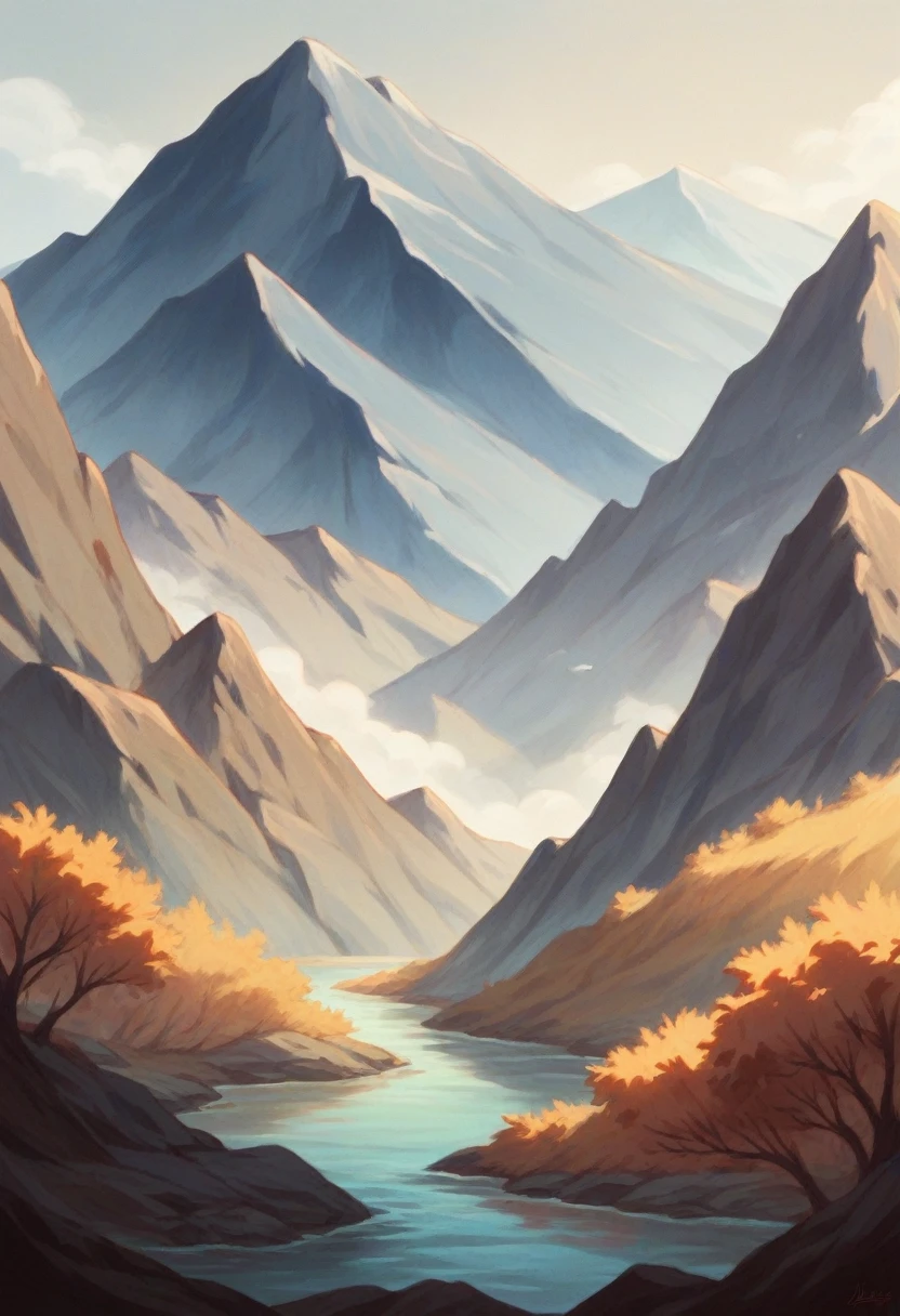 Gentle moonlight shining over a peaceful countryside, illuminating fields, mountains, or a still river.