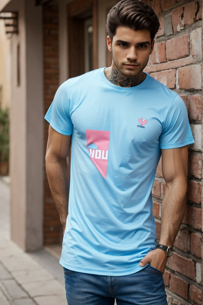 Light blue camiseta de volibol with rosado